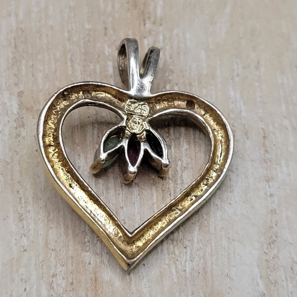 Sterling silver with Gold Vermeil Heart Stone Pendant - Picture 6 of 8